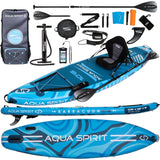 Aqua Spirit Sup Planche à pagaie Gonflable Stand Up, Kit Complet de Conversion de Kayak avec pagaie, Sac à Dos, Pompe et Autres Accessoires