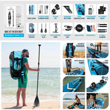 Aqua Spirit Planche de Stand Up Paddle Gonflable SUP Barracuda Kayak - 320x79x15cm/457x91x15cm - Adultes Débutants/Experts | Limite de 150 kg - siège, pagaie, pale de kayak, pompe, sac Garantie 2 ans