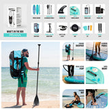 Aqua Spirit Prana Kit de planche de stand up paddle gonflable pour yoga, eau, fitness, pagaie et sac à dos en aluminium, tapis à langer, pompe, laisse, support pour GoPro et 3 ans de garantie, 3 m