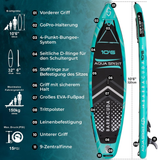 Aqua Spirit SUP Stand-Up Paddle Gonflable 2024, 320x81x15cm, Kit Complet de Conversion de Kayak avec Pagaie, Sac à Dos, Pompe et Autres Accessoires, Adultes Débutants/Experts, Garantie 3 Ans