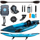 Aqua Spirit Kayak gonflable 2023, 10'5"/13'5"/, ensemble complet de kayak pour 1 ou 2 personnes avec pagaie, sac à dos, pompe double course et plus d'accessoires, adultes débutants, experts, garantie 3 ans