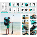 Aqua Spirit SUP Stand-Up Paddle Gonflable 2024, 320x81x15cm, Kit Complet de Conversion de Kayak avec Pagaie, Sac à Dos, Pompe et Autres Accessoires, Adultes Débutants/Experts, Garantie 3 Ans