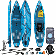 Aqua Spirit SUP Stand-Up Paddle Gonflable 2024, 320x81x15cm, Kit Complet de Conversion de Kayak avec Pagaie, Sac à Dos, Pompe et Autres Accessoires, Adultes Débutants/Experts, Garantie 3 Ans