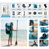 Aqua Spirit SUP Stand-Up Paddle Gonflable 2024, 320x81x15cm, Kit Complet de Conversion de Kayak avec Pagaie, Sac à Dos, Pompe et Autres Accessoires, Adultes Débutants/Experts, Garantie 3 Ans