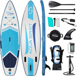 Aqua Spirit Stand Up Paddle Gonflable SUP Tempo Set Complet - 305x81x13cm/320x81x15cm - Adulte Débutant/Expert - avec sac à dos, laisse, pagaie, matelas à langer et garantie 2 ans