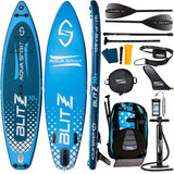 Planche de Stand Up Paddle Gonflable AQUA SPIRIT Blitz pour adultes et adolescents, débutants et avancés Modèle iSUP hybride et touring plus pagaie réglable en aluminium