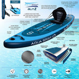 Planche de Stand Up Paddle Gonflable AQUA SPIRIT Blitz pour adultes et adolescents, débutants et avancés Modèle iSUP hybride et touring plus pagaie réglable en aluminium