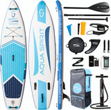 Aqua Spirit Stand Up Paddle Gonflable SUP Tempo Set Complet - 305x81x13cm/320x81x15cm - Adulte Débutant/Expert - avec sac à dos, laisse, pagaie, matelas à langer et garantie 2 ans