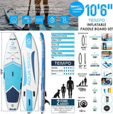 Aqua Spirit Stand Up Paddle Gonflable SUP Tempo Set Complet - 305x81x13cm/320x81x15cm - Adulte Débutant/Expert - avec sac à dos, laisse, pagaie, matelas à langer et garantie 2 ans