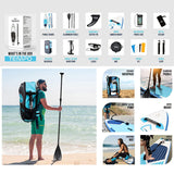 Aqua Spirit Stand Up Paddle Gonflable SUP Tempo Set Complet - 305x81x13cm/320x81x15cm - Adulte Débutant/Expert - avec sac à dos, laisse, pagaie, matelas à langer et garantie 2 ans