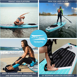 Aqua Spirit Stand Up Paddle Gonflable SUP Tempo Set Complet - 305x81x13cm/320x81x15cm - Adulte Débutant/Expert - avec sac à dos, laisse, pagaie, matelas à langer et garantie 2 ans