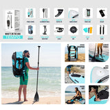 Aqua Spirit Stand Up Paddle Gonflable SUP Tempo Set Complet - 305x81x13cm/320x81x15cm - Adulte Débutant/Expert - avec sac à dos, laisse, pagaie, matelas à langer et garantie 2 ans