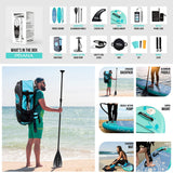 Aqua Spirit Prana Kit de planche de stand up paddle gonflable pour yoga, eau, fitness, pagaie et sac à dos en aluminium, tapis à langer, pompe, laisse, support pour GoPro et 3 ans de garantie, 3 m 