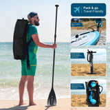 Planche de stand up paddle gonflable AQUA SPIRIT Splash iSUP de 9' de long pour débutant/intermédiaire avec sac à dos, laisse, pagaie, matelas à langer et sac étanche pour téléphone portable