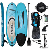 Planche de stand up paddle gonflable AQUA SPIRIT Splash iSUP de 9' de long pour débutant/intermédiaire avec sac à dos, laisse, pagaie, matelas à langer et sac étanche pour téléphone portable