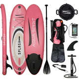 Planche de stand up paddle gonflable AQUA SPIRIT Splash iSUP de 9' de long pour débutant/intermédiaire avec sac à dos, laisse, pagaie, matelas à langer et sac étanche pour téléphone portable